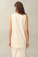 Lyra Beaded Sequin Sleeveless Top in Cotton Blend