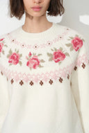 Pull Laverna à motif Fair Isle de roses, en mélange d’alpaga