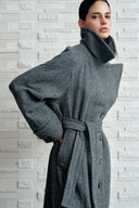 Delia Fischgrät Trenchcoat-Stil Mantel aus Leichter Merinowolle