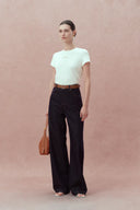 Levi Slanted Short Sleeve Fitted T-Shirt in Mugwort Antibacterial Cotton