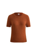 Top de manga corta con cuello redondo Miya en punto de lana merino