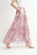 Mia Hand Painted Flora Skirt in Silk-Cotton