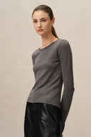 Maglia Base Trasparente Basic in Maglia di Cotone e Cashmere
