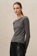 Basic Sheer Base Shirt in Cotton-Cashmere Knit