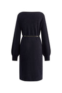 Danni Navy Boat Neck Knit Dress in Merino Wool Knit