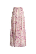 Mia Hand Painted Flora Skirt in Silk-Cotton