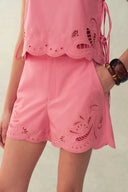 Matthias Tanktop mit Ösen und Bindeband sowie Shorts-Set aus Pima-Baumwoll-Popeline