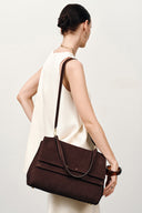 Rialto Double Flap Handbag in Top-Grain Nubuck Leather