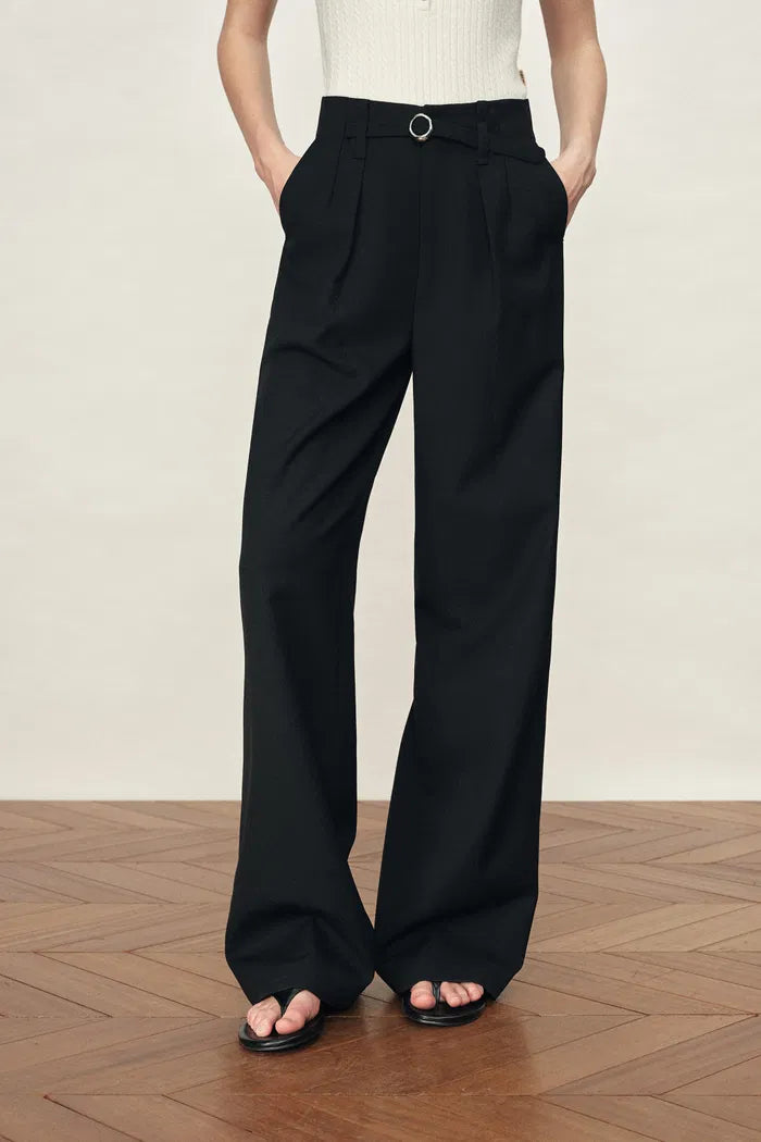 Ronan Belt-Detail Tailored Trousers in Sheep Wool