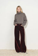 Patence Burgundy Sheen Curved Leg Jeans in 100% Cotton Denim