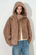 Rara Hooded Scarf Jacket in Faux Mink Fur