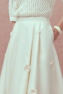 Lea Handcrafted 3D Floral Skirt in Silk-Wool Satin