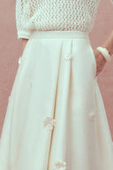 Falda floral 3D artesanal Lea en satén de seda y lana