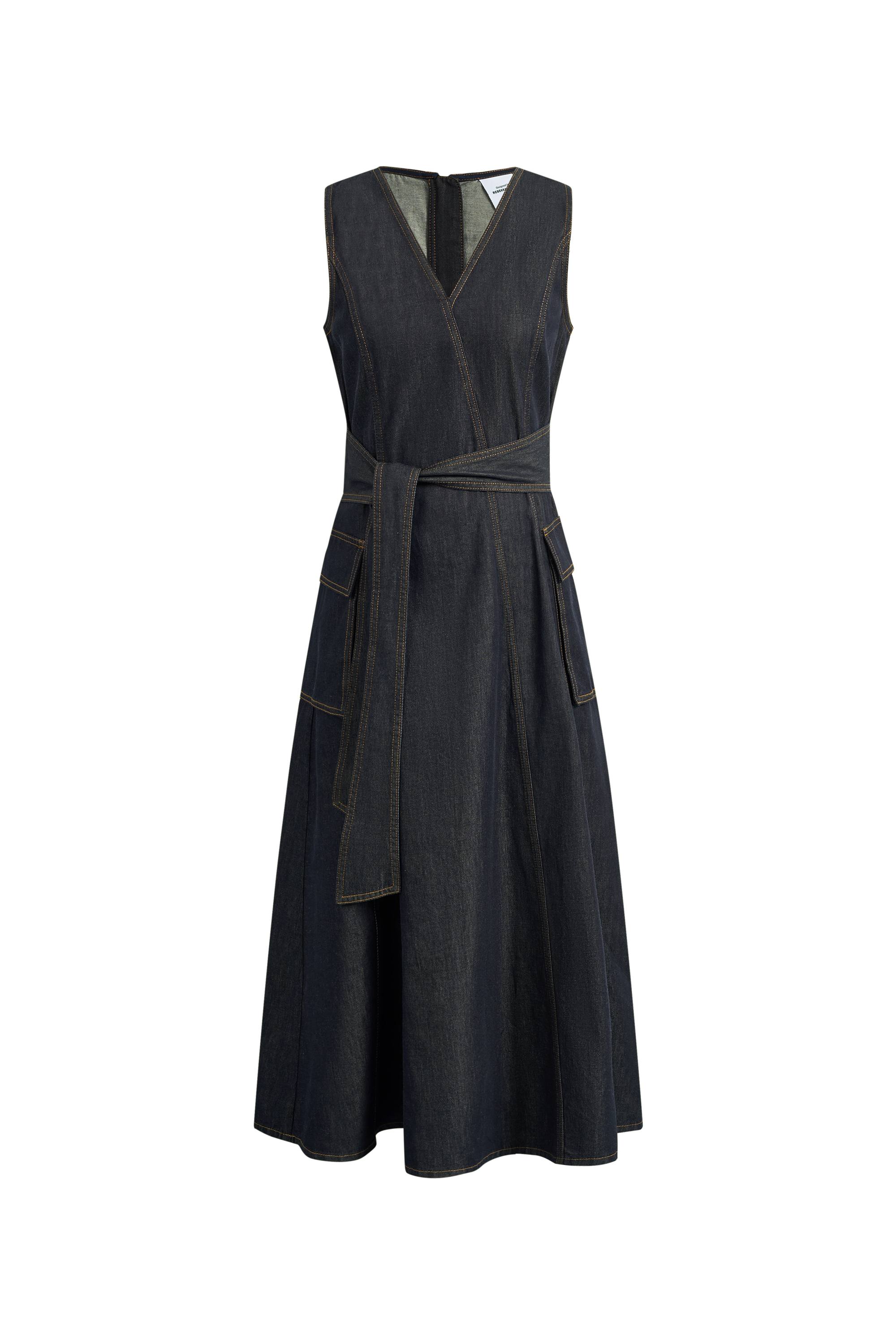 Sadie Lightweight Washed Sleeveless A line Dress in Cotton Denim M