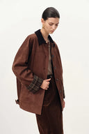 Robin Corduroy Collar Jacket in Faux Suede