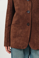 Verdi Blazer mit geschwungenem Saum und lockerem Schnitt aus Kunstwildleder