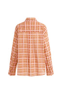 Camisa ligera con lazo desmontable y estampado tartán en algodón transparente