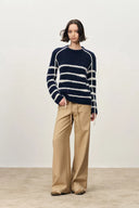 Rita Hand Painted Irregular Stripe Design Sweater in Alpaca Blend