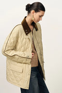 Isla Contrast Collar Quilted Down Jacket in Water-Resistant Cotton