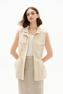 Ionia Cinched Waist Drawstring Vest in Silk Linen