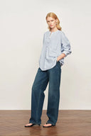 Camisa de patchwork a rayas Nia en popelina de algodón