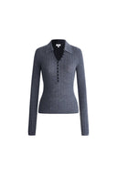 Anna Henley Long Sleeve Top in Merino Wool Knit