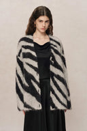 Zebra Modern Zebra Jacquard Cardigan in Washed Alpaca Knit