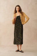 Cardigan court léger Jinji jaune à bordure en dentelle en maille torsadée laine