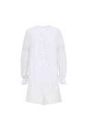 Bea Embroidered Blouse and Shorts Set in Silk Cotton Blend