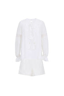 Bea Embroidered Blouse and Shorts Set in Silk Cotton Blend