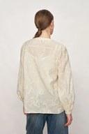 Veyra besticktes Hemd ohne Kragen aus leichtem Baumwoll-Mix