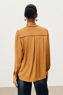 Iris Tie Neck French Blouse in Silk Satin