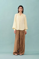 Louise Textured Loose Boho Pants in Wrinkled Satin