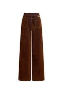 Taylor Belted Straight Leg Jeans in Velvet Flocked Denim