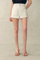 Barney A Line Cuffed  Cargo Short in Linen Blend