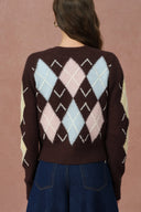 Cardigan corto Hart con diseño argyle en mezcla de lana y cachemira