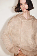 Stella Drawstring Sequined Hooded Sweatshirt in Mohair Sequin Yarn