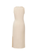 Devon Hand Woven Neckline Sleeveless Dress in Linen