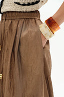 Louise Textured Loose Boho Pants in Wrinkled Satin