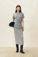 Clara Plaid Hem T-shirt Dress in Cotton