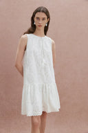 Vestito Senza Maniche Virna Ricamato in Popeline di Cotone