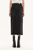 Tenebrae Midi Slit Skirt in Thin Denim