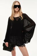 Whisper Two-Piece Cami Top and Shrug Set in Lightweight Sheer Knit and Acetate-Blend Fabric