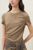 Isla Grey Ruched Tie Front T-Shirt Dress