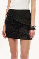 Maze Asymmetric Pleat Skirt in Lightweight Blend