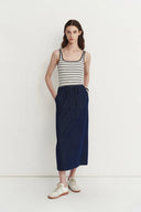 Liz Square Neck Body Con Sleeveless Tank Top in High-Stretch Ribbed Knit
