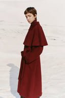 Brianna Belted Detachable Cape Trench Coat in Merino Wool Double-Face