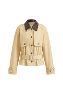 Charlie Abnehmbarer Kragen mit Schlangenprint Jacke aus leichtem Trench-Baumwollstoff