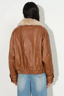 Sloane Vintage Padded Biker Jacket in Vegan Leather