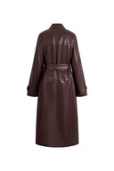 Manteau long vintage Grecale bordeaux en simili cuir